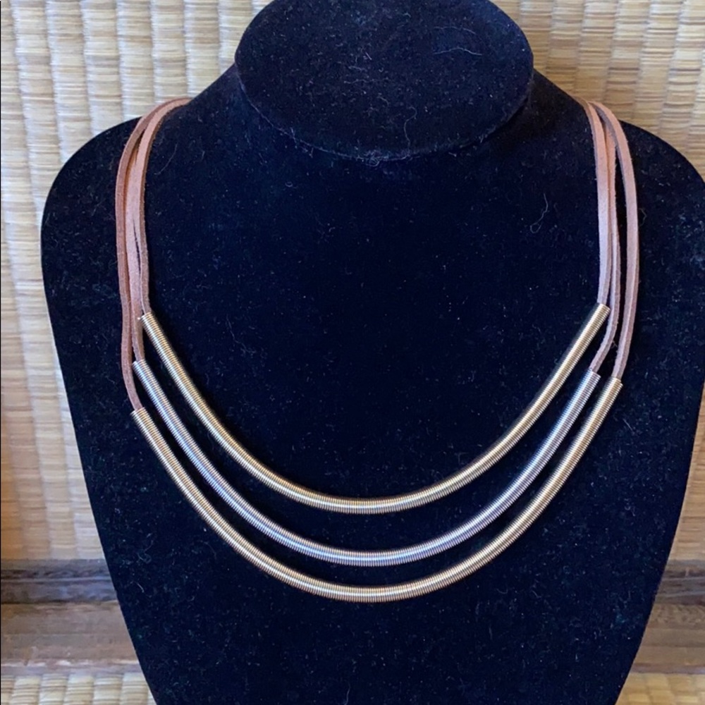 🆕Tri-Coil Necklace with real leather
